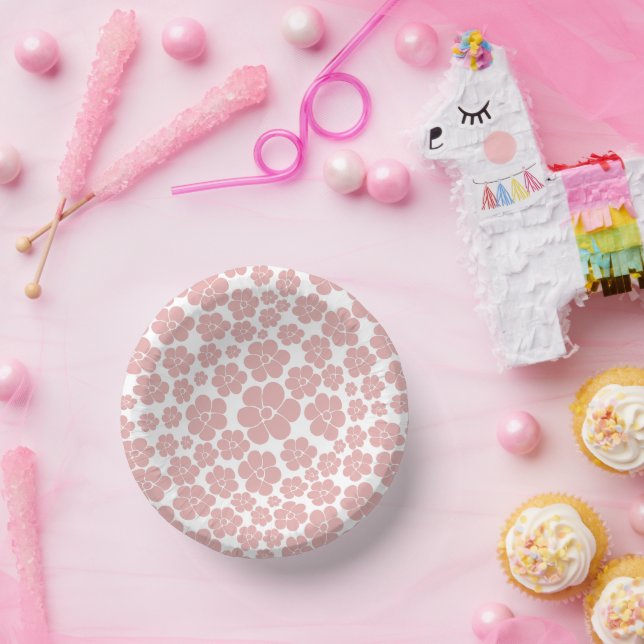 Muster der Blume - Rosa und Weiß Pappteller (Party)