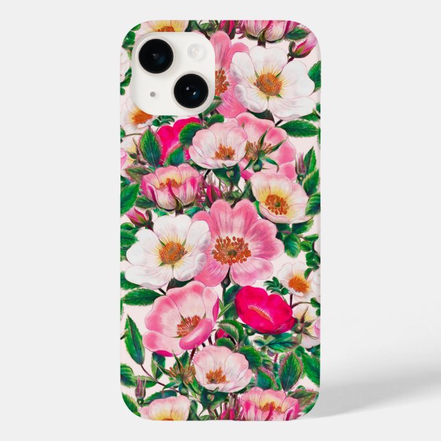 Muster der Blume Rosa und Weiße Wilde Rose Case-Mate iPhone Hülle (Rückseite)