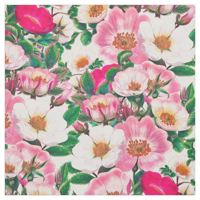 Muster der Blume Rosa und Weiße Wilde Rose Stoff (Muster)