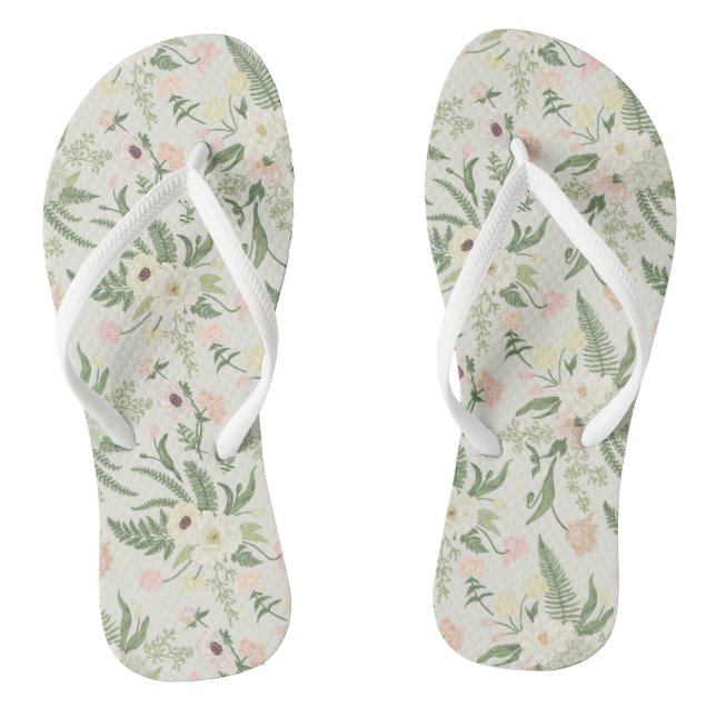 Muster der Blume "Soft Minze Green Garden" Flip Flops (Fußbett)