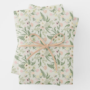Muster der Blume "Soft Minze Green Garden" Geschenkpapier Set