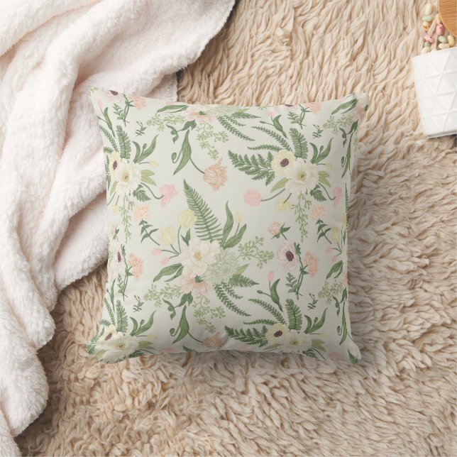 Muster der Blume "Soft Minze Green Garden" Kissen (Decke)