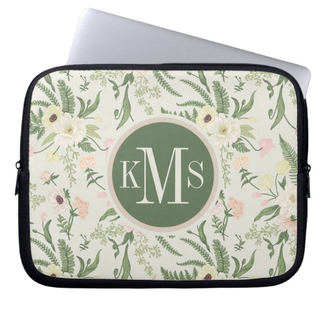 Muster der Blume "Soft Minze Green Garden" Laptopschutzhülle (Vorderseite)