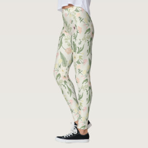 Muster der Blume "Soft Minze Green Garden" Leggings
