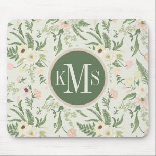 Muster der Blume "Soft Minze Green Garden" Mousepad