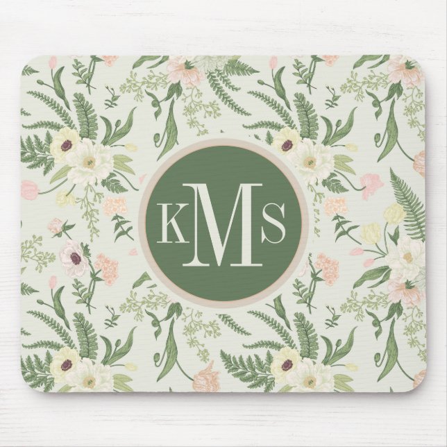 Muster der Blume "Soft Minze Green Garden" Mousepad (Vorne)