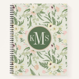 Muster der Blume "Soft Minze Green Garden" Notizbuch