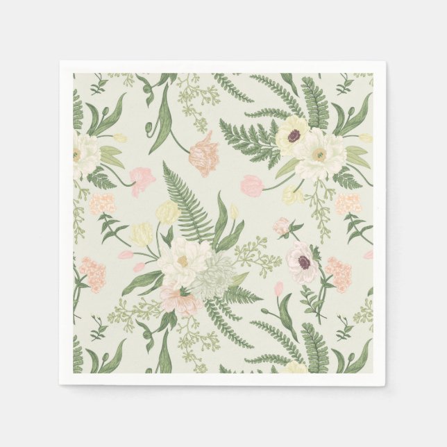 Muster der Blume "Soft Minze Green Garden" Serviette (Vorderseite)