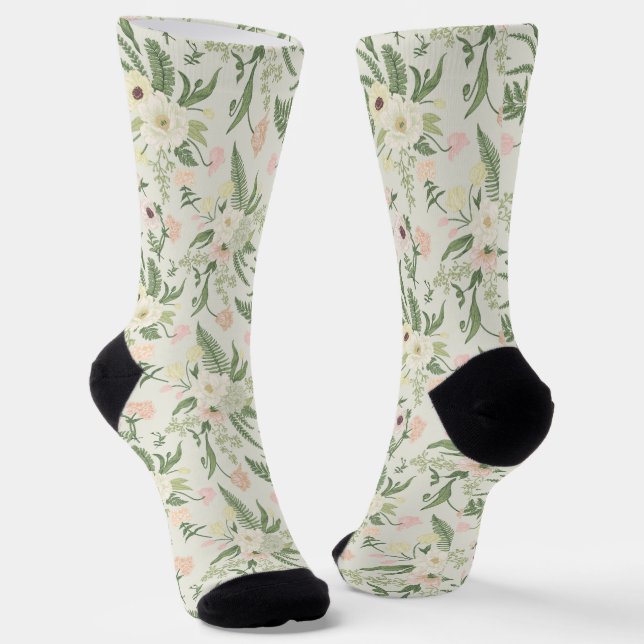 Muster der Blume "Soft Minze Green Garden" Socken (Gewinkelt)