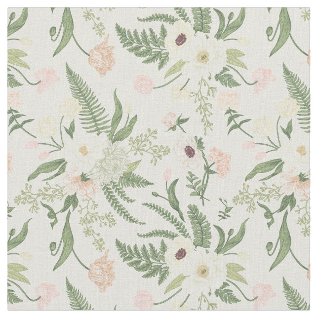 Muster der Blume "Soft Minze Green Garden" Stoff (Nahaufnahme)