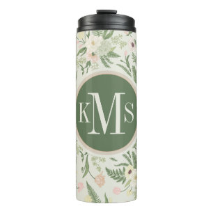 Muster der Blume "Soft Minze Green Garden" Thermosbecher