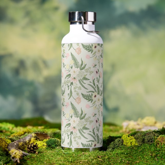 Muster der Blume "Soft Minze Green Garden" Trinkflasche (Außenbereich)