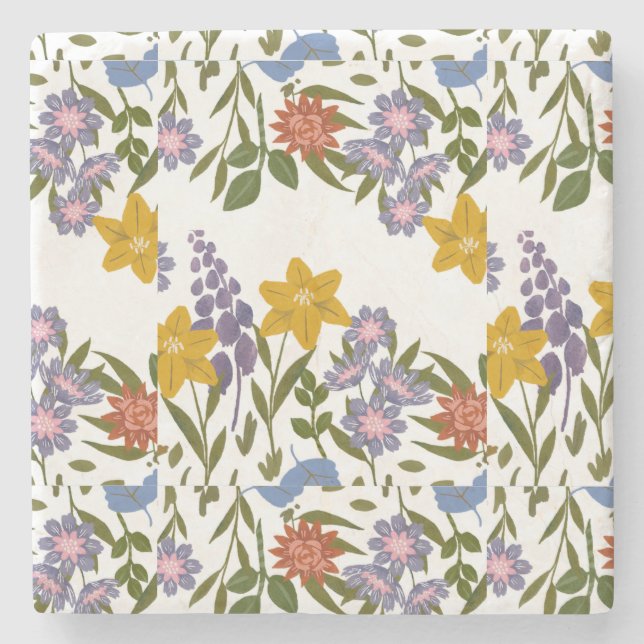 Muster der Blume Steinuntersetzer (Vorderseite)