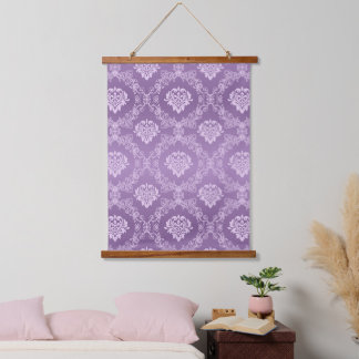 Muster der Blumenmatte in Lila-weiß Wandteppich Mit Holzrahmen