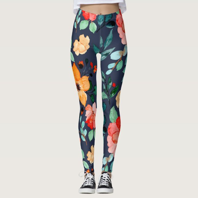Muster der Blumenoberfläche - Mode-Dekorationsfede Leggings (Vorderseite)