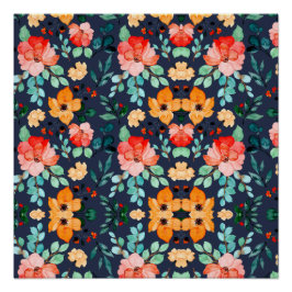 Muster der Blumenoberfläche - Mode-Dekorationsfede Poster