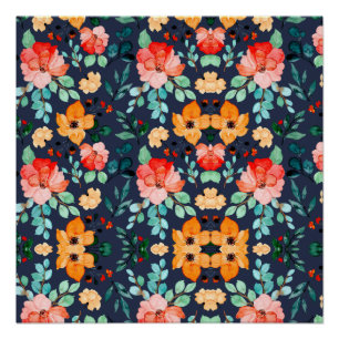 Muster der Blumenoberfläche - Mode-Dekorationsfede Poster