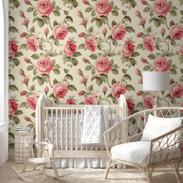Muster der botanischen Rose Tapete (Kinder)