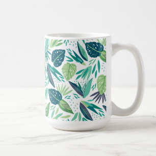 Muster der botanischen tropischen grünen und weiße kaffeetasse