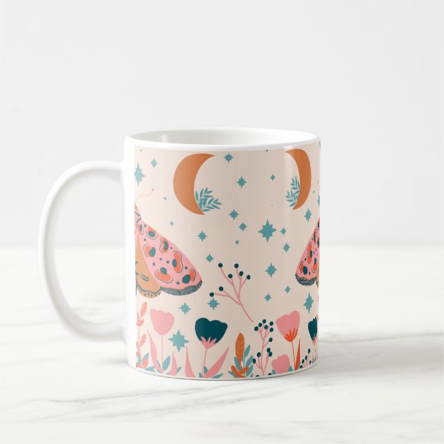 Muster der Bright Folk Art Moths Kaffeetasse (Links)