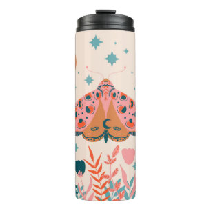 Muster der Bright Folk Art Moths Thermosbecher