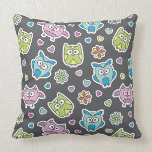 Muster der Cartooneulen Kissen