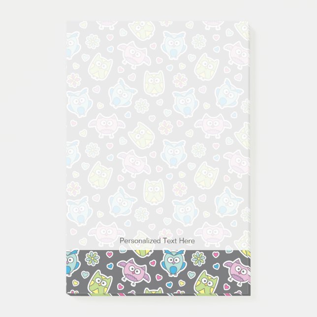 Muster der Cartooneulen Post-it Klebezettel (Vorderseite)