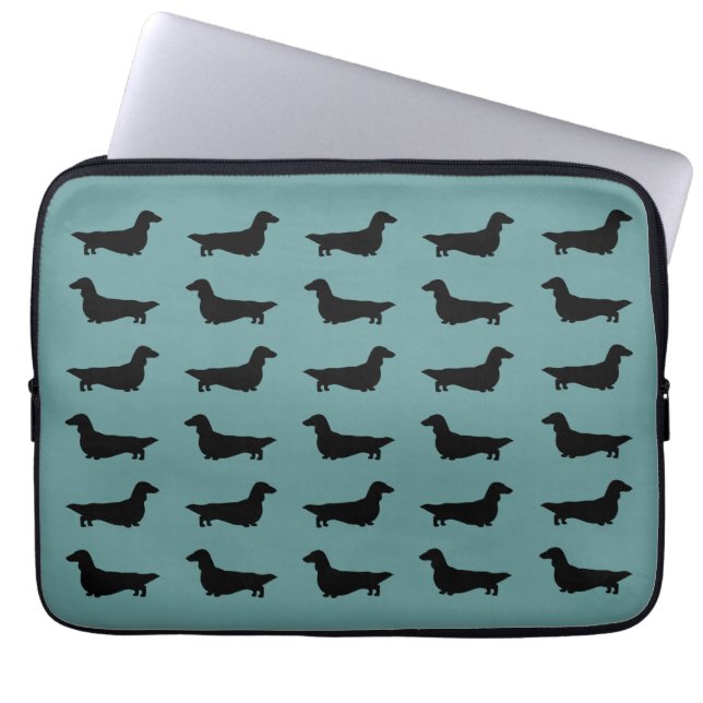 Muster der Dackeln (Dachshunde mit langer Haare) Laptopschutzhülle (Vorderseite)