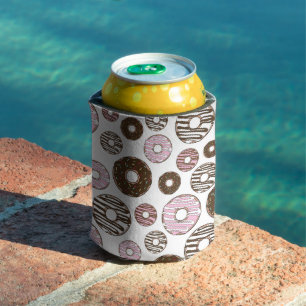 Muster der Donuts, rosa Donuts, braune Donuts Dosenkühler