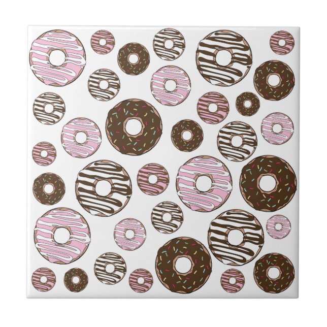 Muster der Donuts, rosa Donuts, braune Donuts Fliese (Vorderseite)