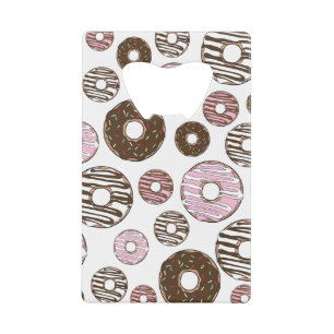 Muster der Donuts, rosa Donuts, braune Donuts Geldbeutel Flaschenöffner