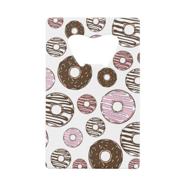Muster der Donuts, rosa Donuts, braune Donuts Geldbeutel Flaschenöffner (Vorderseite)