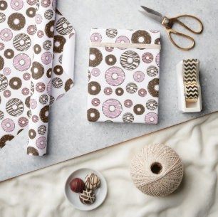 Muster der Donuts, rosa Donuts, braune Donuts Geschenkpapier
