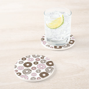 Muster der Donuts, rosa Donuts, braune Donuts Getränkeuntersetzer