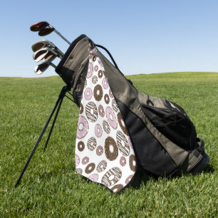 Muster der Donuts, rosa Donuts, braune Donuts Golfhandtuch