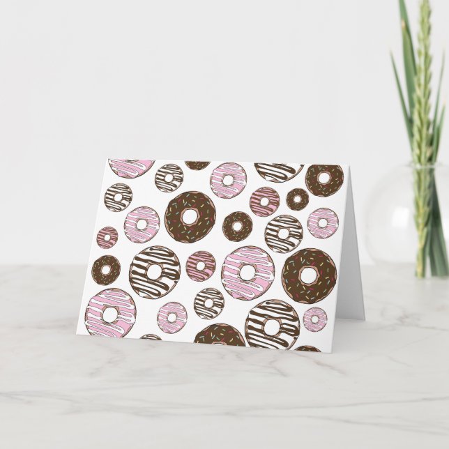 Muster der Donuts, rosa Donuts, braune Donuts Karte (Vorderseite)