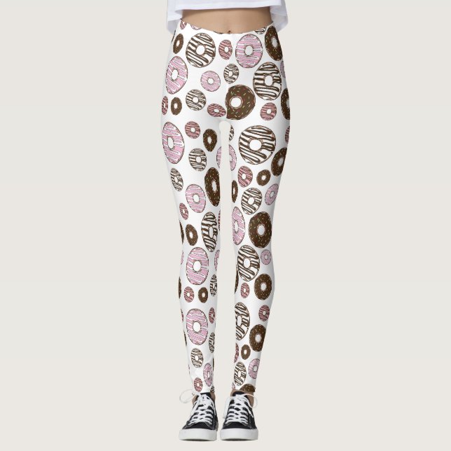 Muster der Donuts, rosa Donuts, braune Donuts Leggings (Vorderseite)