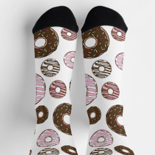 Muster der Donuts, rosa Donuts, braune Donuts Socken