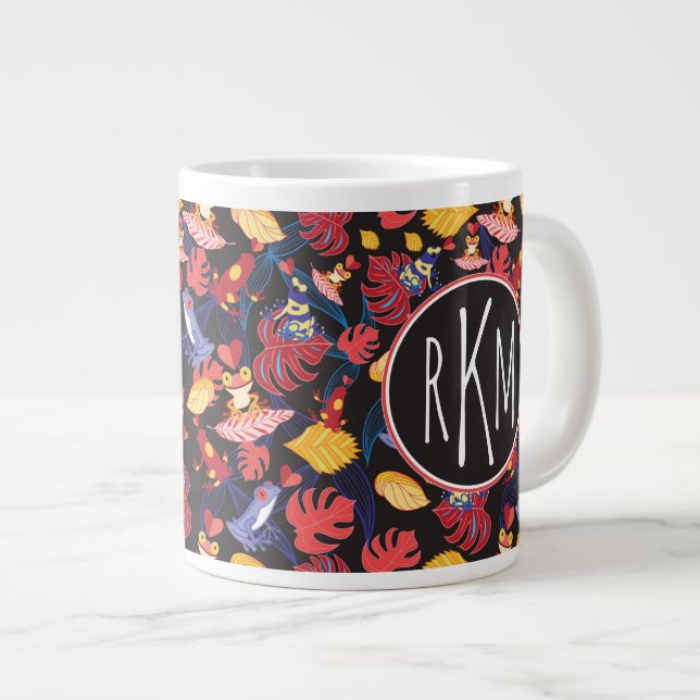 Muster der Frösche| Monogramm Jumbo-Tasse (Vorderseite Rechts)