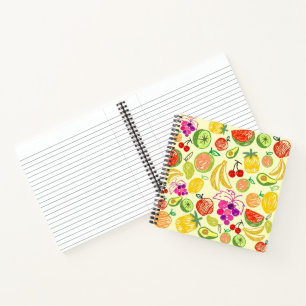 Muster der Fruchtdoodle Notizbuch