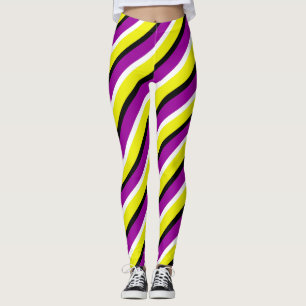 Muster der gelben Lila Streifen Leggings