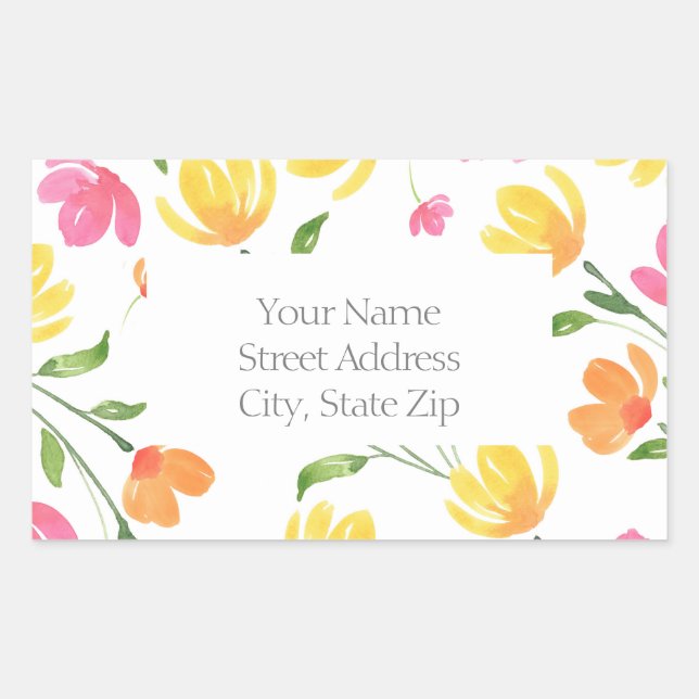 Muster der gelben orangefarbenen Wasserfarben Rechteckiger Aufkleber (Vorderseite)