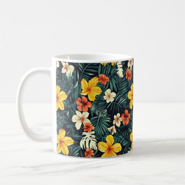 Muster der gelben tropischen Blume Kaffeetasse (Links)