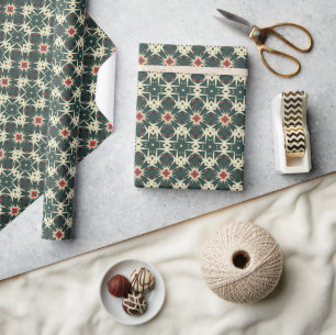 Muster der geometrischen Sternexplosion in Creme, Geschenkpapier