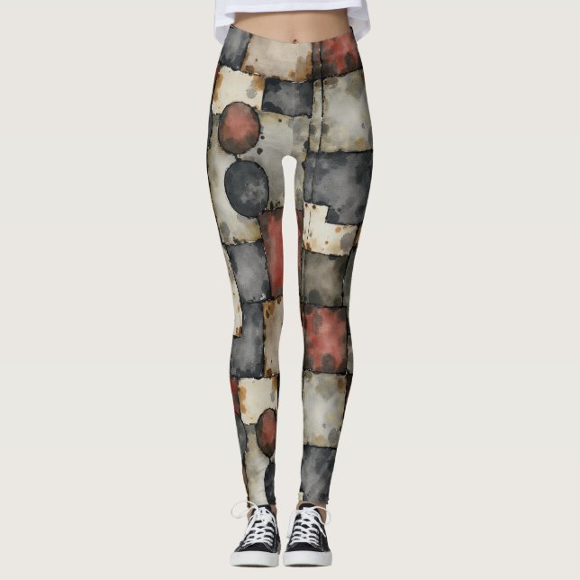 Muster der gerissenen Quadrate Leggings (Vorderseite)