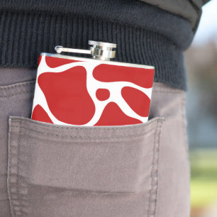 Muster der Giraffe in den Farben Rot und Weiß Flachmann