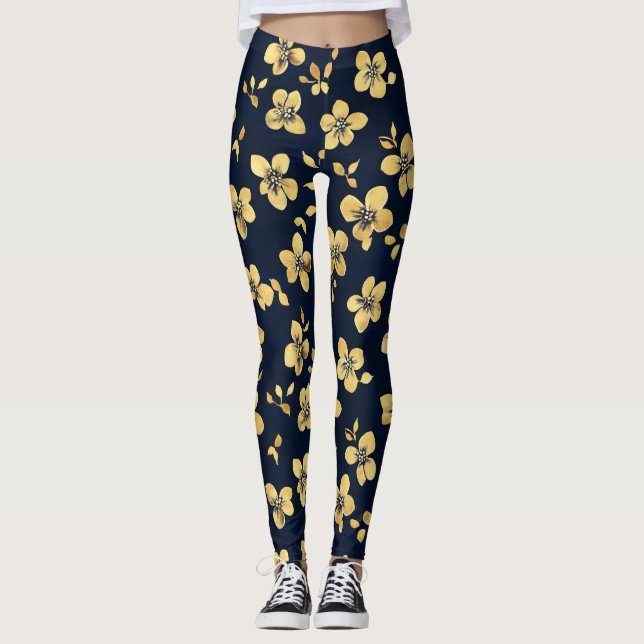 Muster der Gold-Blume Leggings (Vorderseite)