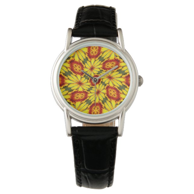 Muster der goldenen Blume Armbanduhr (Vorderseite)