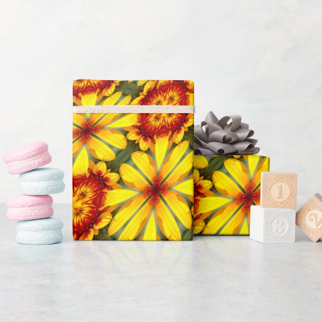 Muster der goldenen Blume Geschenkpapier (Babyparty)