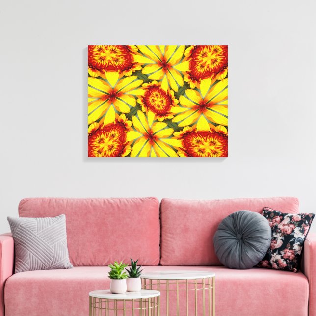 Muster der goldenen Blume Leinwanddruck (Insitu (Wohnzimmer))
